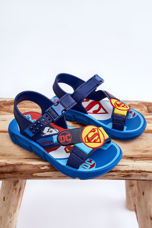 Sandálias infantis Superman Grendene Kids JJ385050 cor azul
