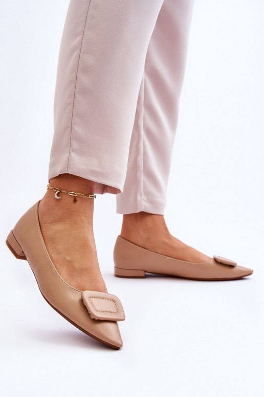 Modelo clássico Bailarinas com enfeites bege Rivea