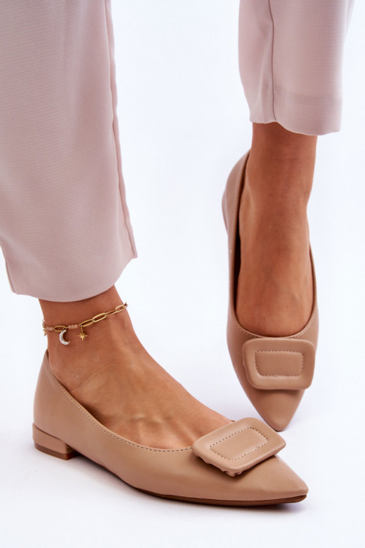 Modelo clássico Bailarinas com enfeites bege Rivea