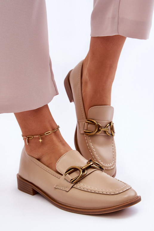Mocassins femininos modelo clássico bege Lorien