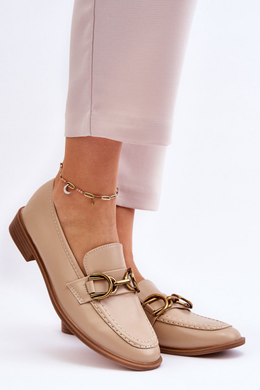 Mocassins femininos modelo clássico bege Lorien