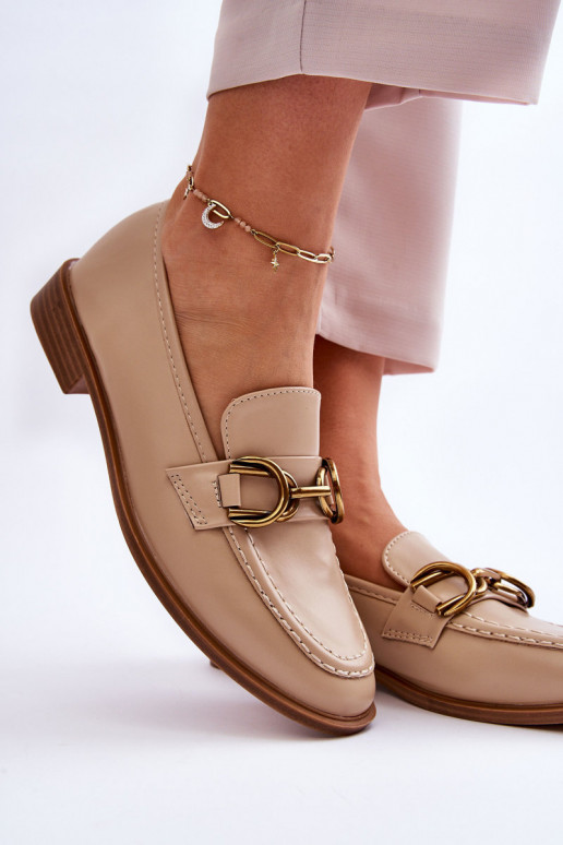 Mocassins femininos modelo clássico bege Lorien