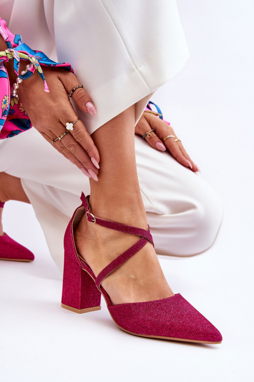 Sapatos brilhantes de salto alto em Galaxy rosa
