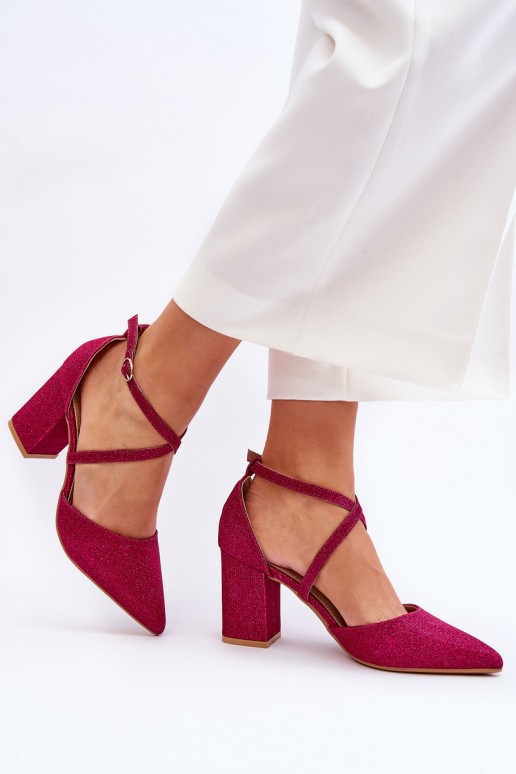 Sapatos brilhantes de salto alto em Galaxy rosa