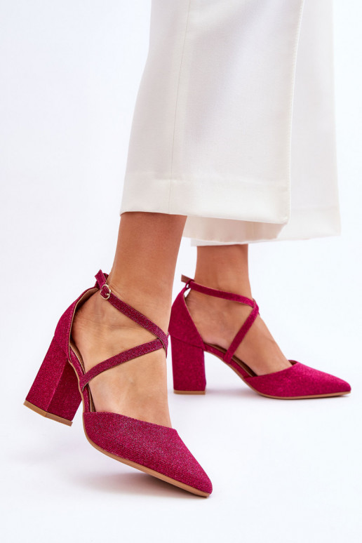 Sapatos brilhantes de salto alto em Galaxy rosa