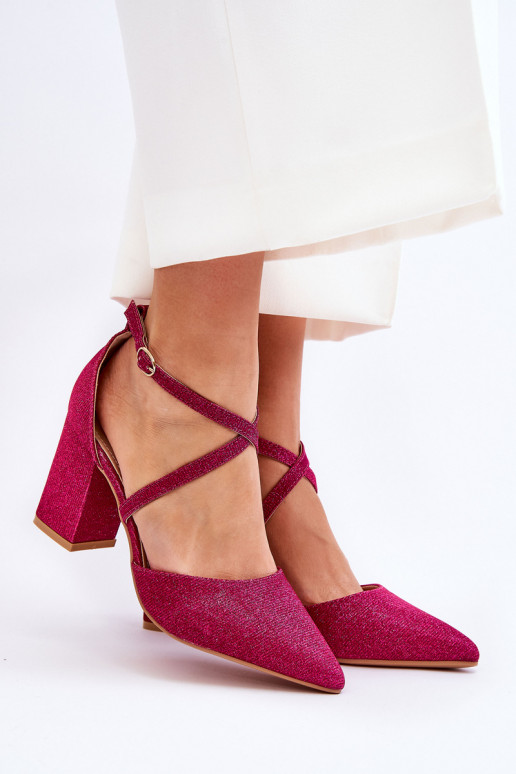 Sapatos brilhantes de salto alto em Galaxy rosa