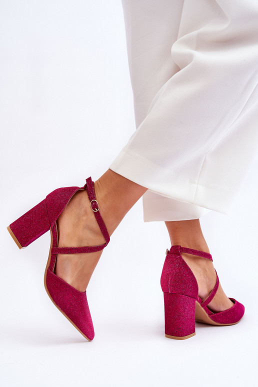 Sapatos brilhantes de salto alto em Galaxy rosa