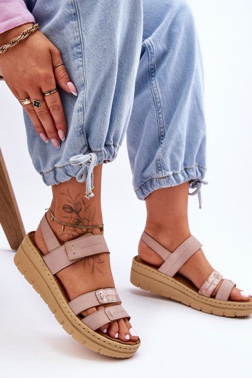 Sandálias com fecho adesivo rosa Fresh Look Sandálias com fecho adesivo rosa Fresh Look