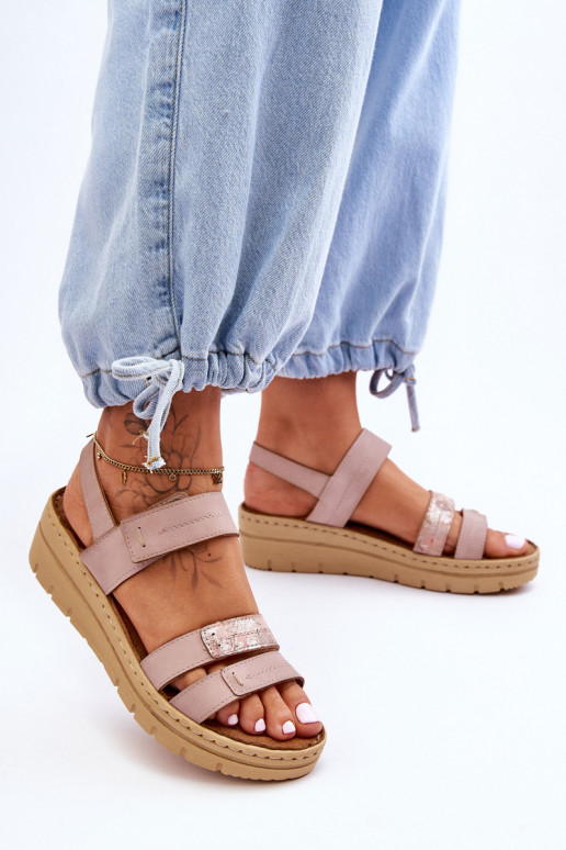 Sandálias com fecho adesivo rosa Fresh Look Sandálias com fecho adesivo rosa Fresh Look