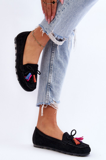 Mocassins de camurça com borlas em Dorine preto 2
