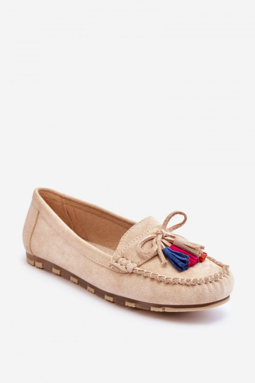 Mocassins de camurça com borlas em Dorine bege