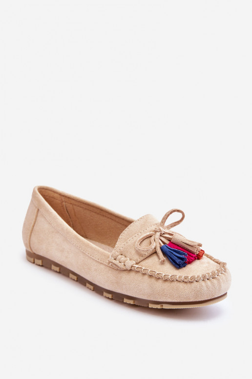 Mocassins de camurça com borlas em Dorine bege