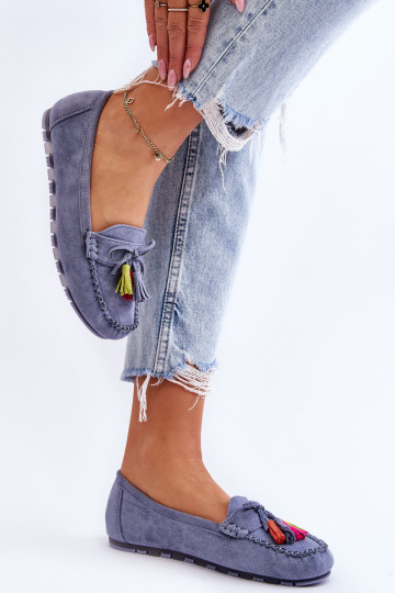 Mocassins de camurça com borlas em azul Dorine 2