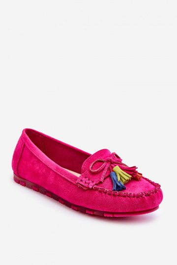 Mocassins de camurça com borlas em Dorine rosa