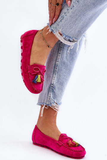 Mocassins de camurça com borlas em Dorine rosa 2