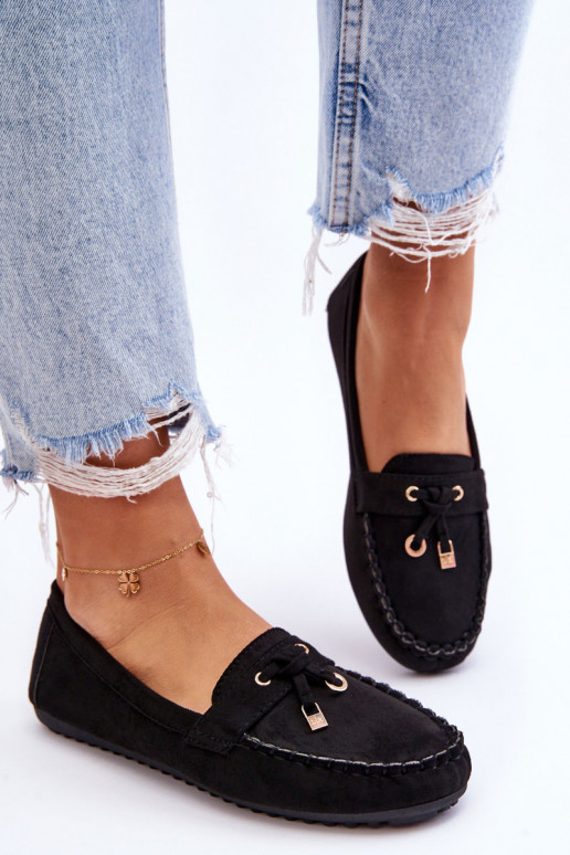 Mocassins clássicos de camurça em preto Good Time