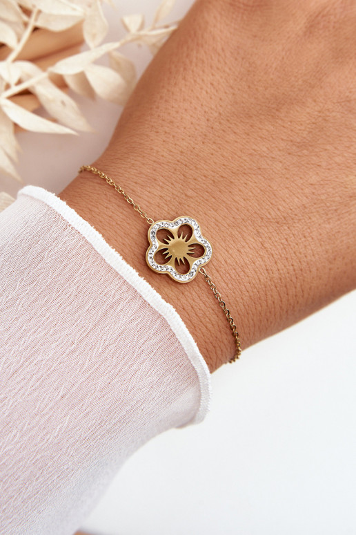 Pulseira com flores na cor dourada Pulseira com flores na cor dourada
