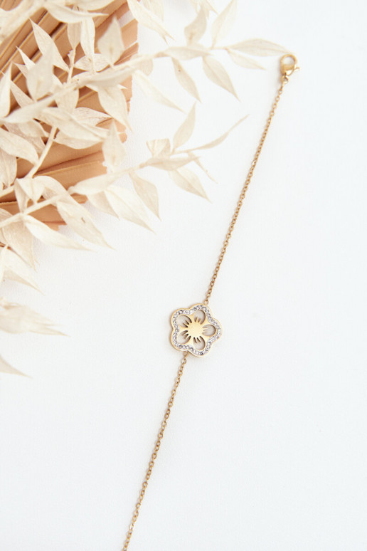 Pulseira com flores na cor dourada