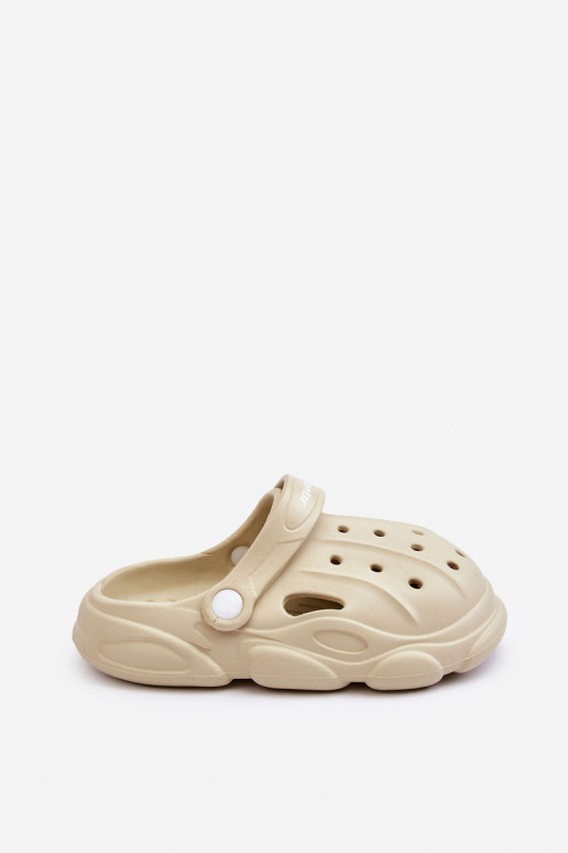 Chinelos infantis tipo Crocs bege Nublado