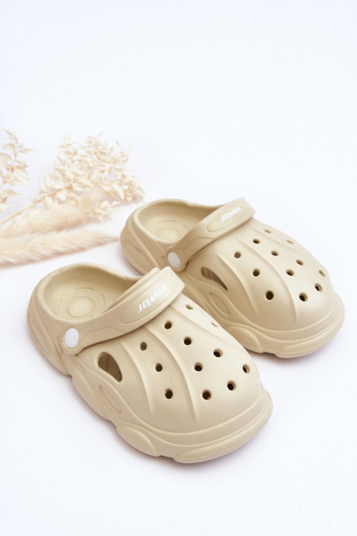 Chinelos infantis tipo Crocs bege Nublado