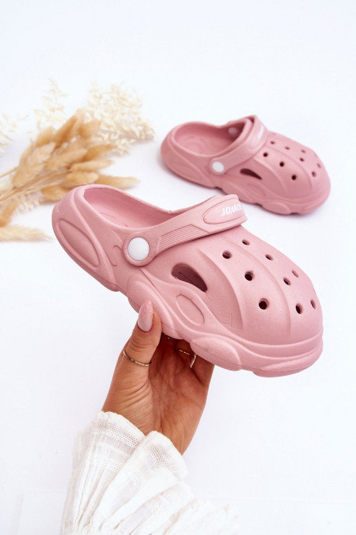 Chinelos infantis tipo Crocs rosa Nublado