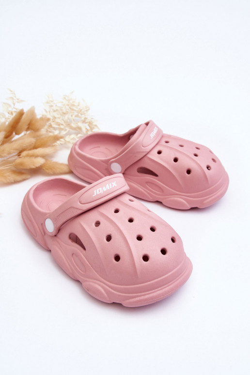 Chinelos infantis tipo Crocs rosa Nublado