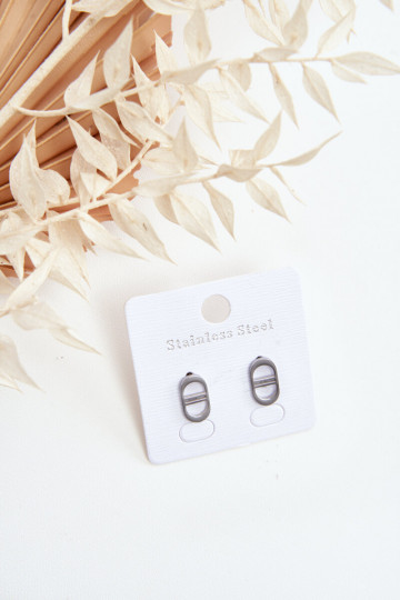 Brincos ovais na cor prata