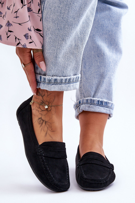 Mocassins elegantes de camurça na cor preta Lenvie Mocassins elegantes de camurça na cor preta Lenvie