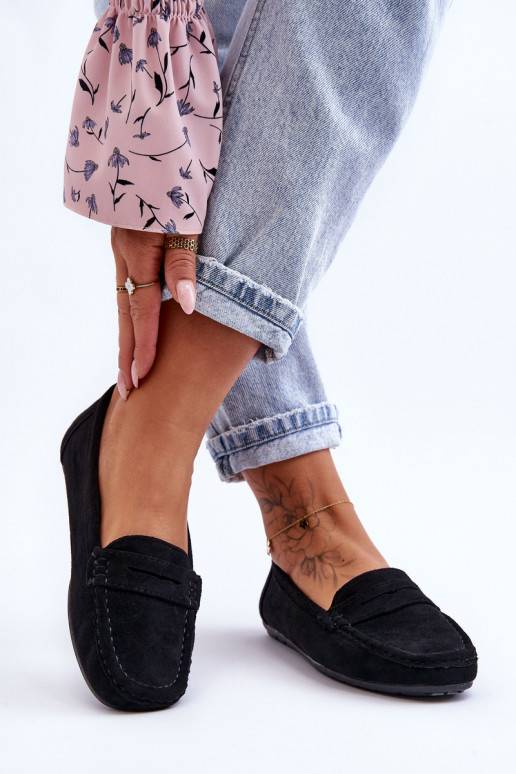 Mocassins elegantes de camurça na cor preta Lenvie Mocassins elegantes de camurça na cor preta Lenvie