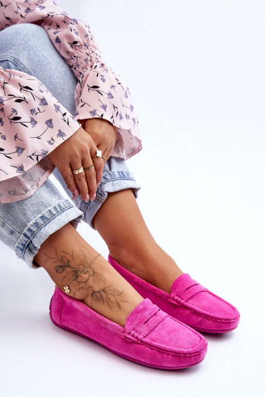 Mocassins elegantes de camurça na cor rosa Lenvie