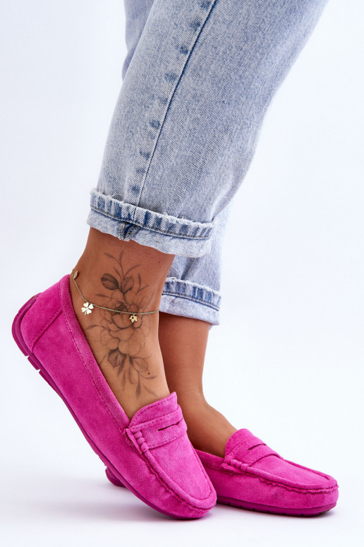 Mocassins elegantes de camurça na cor rosa Lenvie