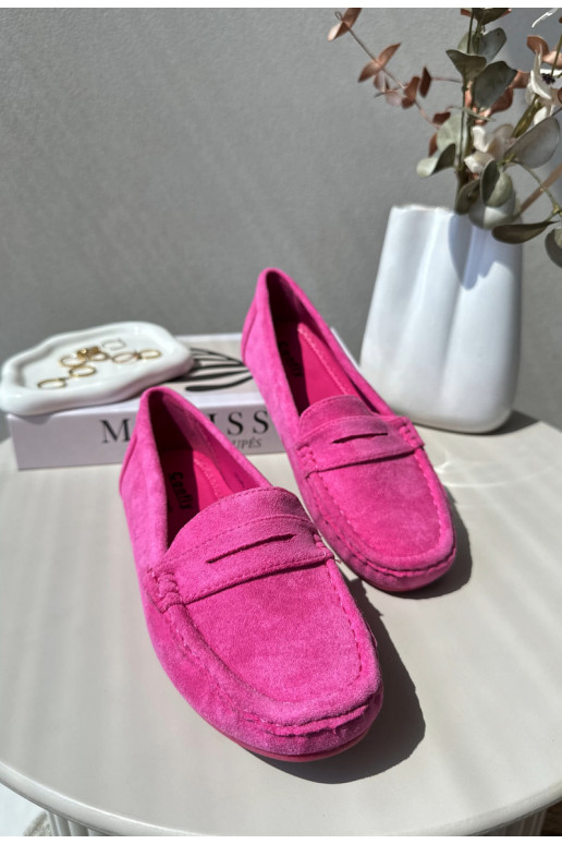 Mocassins elegantes de camurça na cor rosa Lenvie