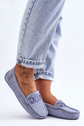 Mocassins de camurça em azul Rabell