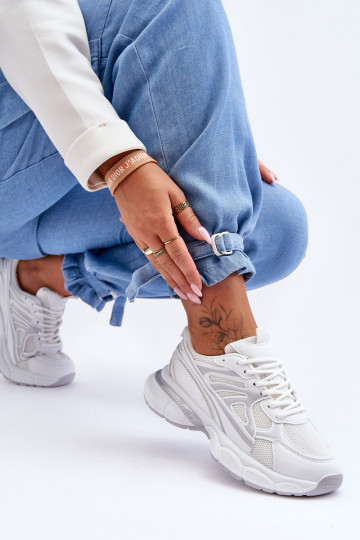 tênis com cadarço em branco Emare