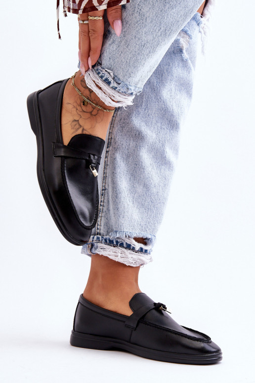Mocassins femininos modelo clássico na cor preta Cortez