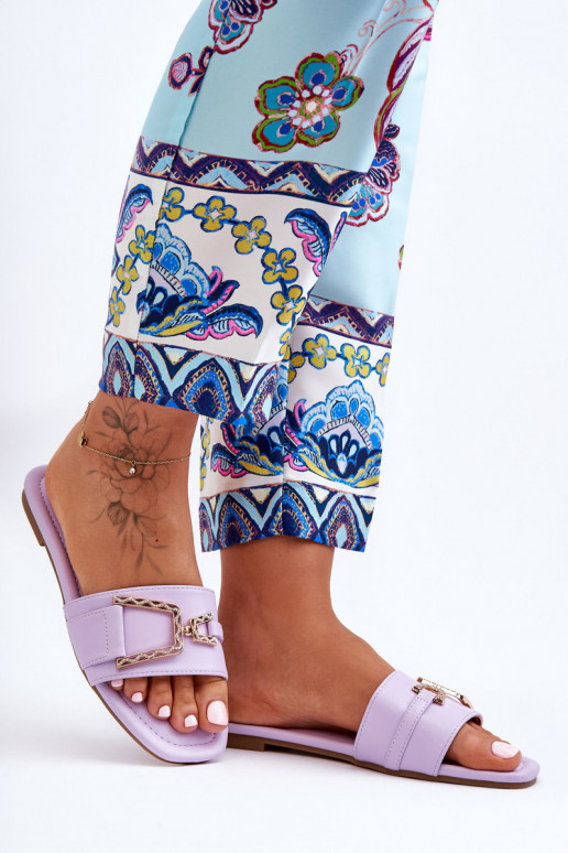 Modelo clássico Chinelos com enfeites Cor roxa Impressionante Modelo clássico Chinelos com enfeites Cor roxa Impressionante