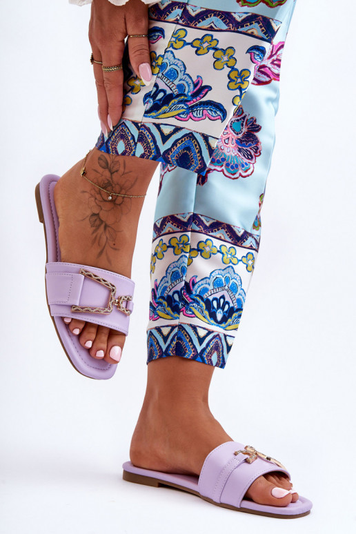 Modelo clássico Chinelos com enfeites Cor roxa Impressionante Modelo clássico Chinelos com enfeites Cor roxa Impressionante