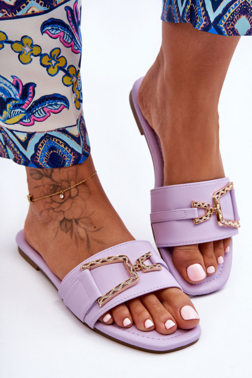 Modelo clássico Chinelos com enfeites Cor roxa Impressionante Modelo clássico Chinelos com enfeites Cor roxa Impressionante