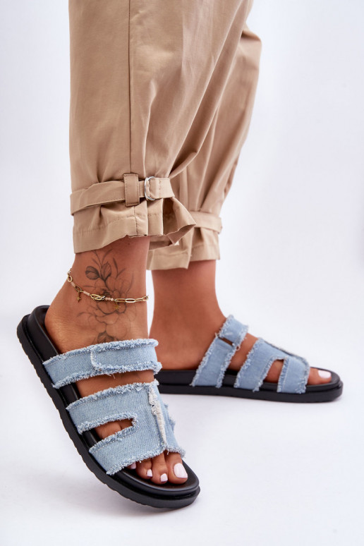 Chinelos com fechos adesivos na cor azul Lamirose Chinelos com fechos adesivos na cor azul Lamirose