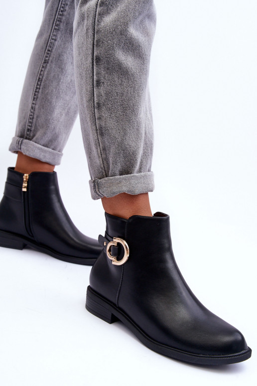 Botas com salto largo na cor preta Meronei