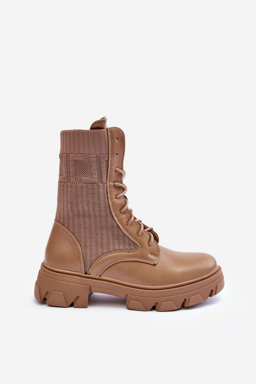 botins com atacadores bege Marlissa