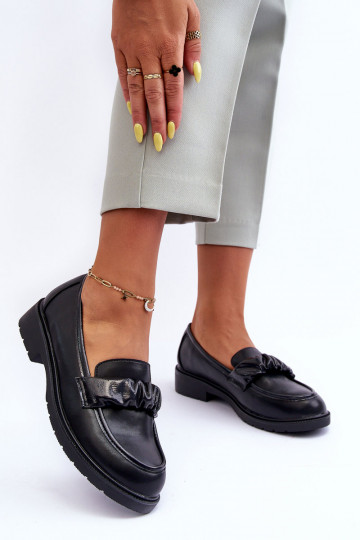 Sapatos mocassim com salto largo preto S.Barski HY335 2