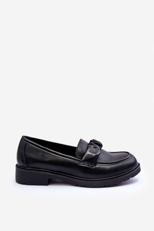 Sapatos mocassim com salto largo preto S.Barski HY335