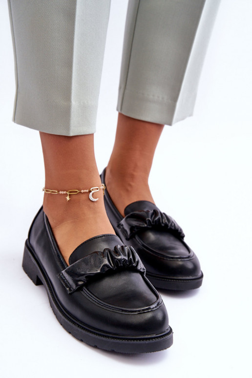 Sapatos mocassim com salto largo preto S.Barski HY335