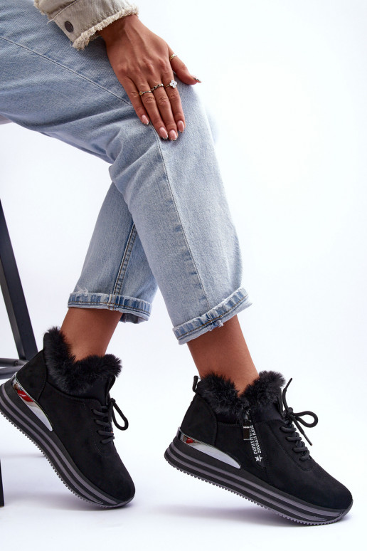 tênis plataforma com pele em preto Jamarie tênis plataforma com pele em preto Jamarie