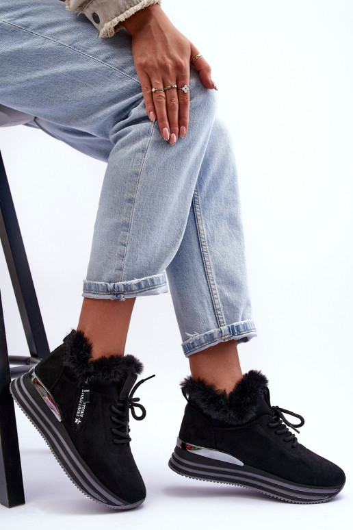 tênis plataforma com pele em preto Jamarie tênis plataforma com pele em preto Jamarie