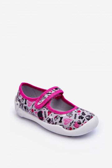 Chinelos/sapatilhas infantis Befado 114X521 cor cinza-rosa