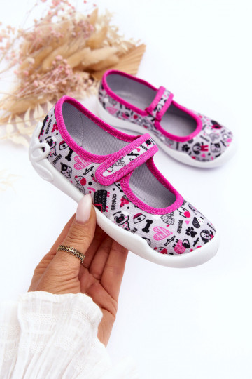 Chinelos/sapatilhas infantis Befado 114X521 cor cinza-rosa 2