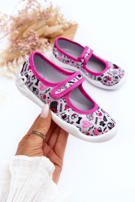 Chinelos/sapatilhas infantis Befado 114X521 cor cinza-rosa Chinelos/sapatilhas infantis Befado 114X521 cor cinza-rosa