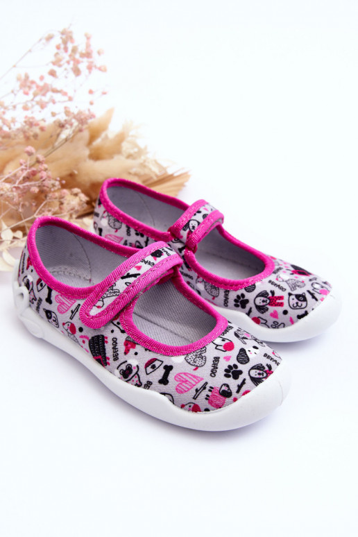 Chinelos/sapatilhas infantis Befado 114X521 cor cinza-rosa
